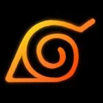 Orange glowing spiral symbol on black background