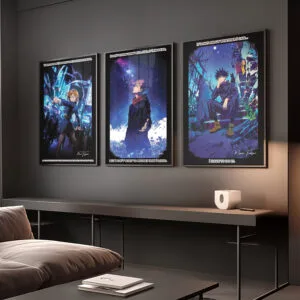 Jujutsu Kaisen anime wall poster featuring Gojo Satoru with high-resolution manga quote print and vivid sorcerer artwork