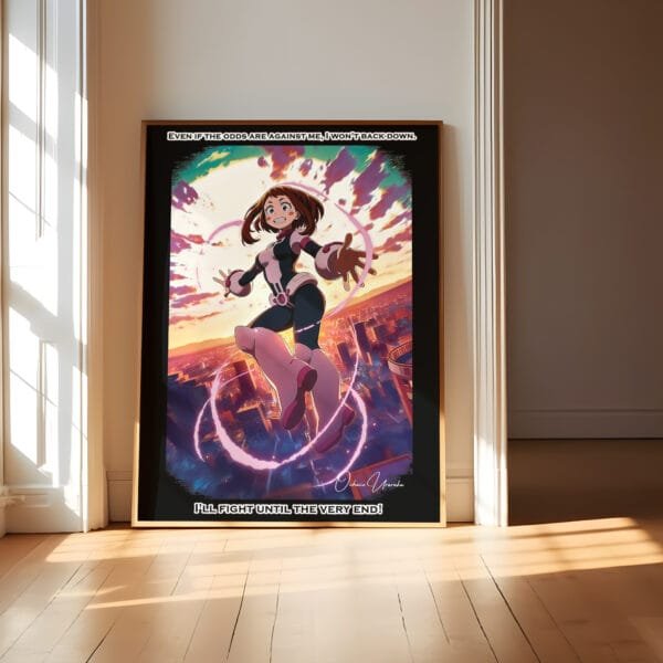 Anime character with motivational quote on poster
