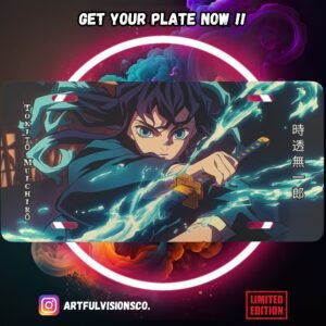 Anime character-themed license plate, limited edition.