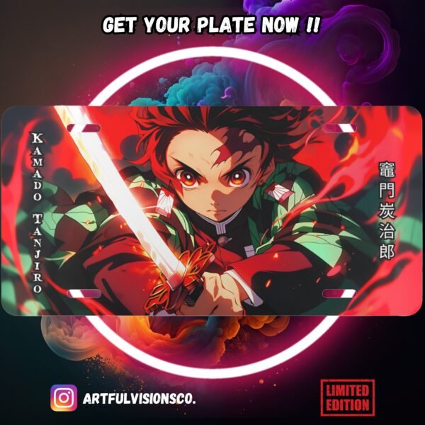 Anime character license plate, colorful design, limited edition.