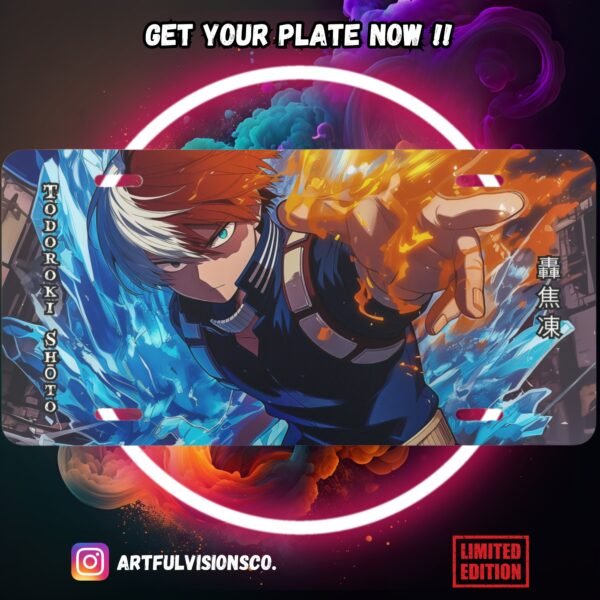 Anime character-themed license plate, vibrant design