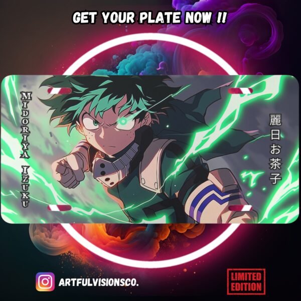 Anime character-themed license plate design.