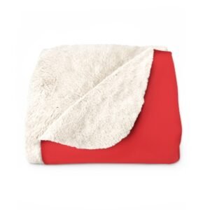 Red plush blanket with soft white underside