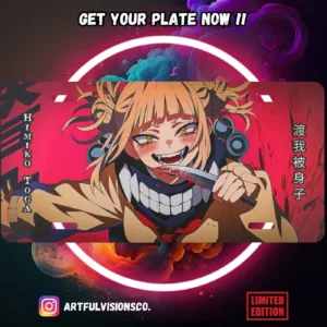 My Hero Academia anime aluminium license plate featuring vivid Plus Ultra manga artwork printed on durable metal