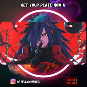 Naruto Shippuden anime aluminium license plate with vivid full-colour manga print on a durable metal plate