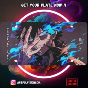 My Hero Academia anime aluminium license plate featuring vivid Plus Ultra manga artwork printed on durable metal