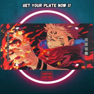 Jujutsu Kaisen anime aluminium license plate with vivid full-colour manga character print on durable metal