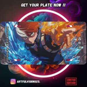 My Hero Academia anime aluminium license plate featuring vivid Plus Ultra manga artwork printed on durable metal