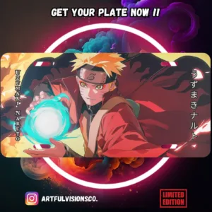 Naruto Shippuden anime aluminium license plate with vivid full-colour manga print on a durable metal plate