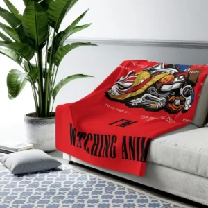 I'm Watching Anime Sherpa fleece blanket with bold graphic print, ultra-soft cosy throw perfect for anime binge-watching